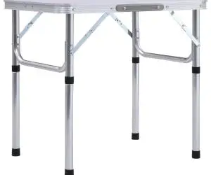 vidaXL Masă de camping pliabilă, alb, 60 x 45 cm, aluminiu