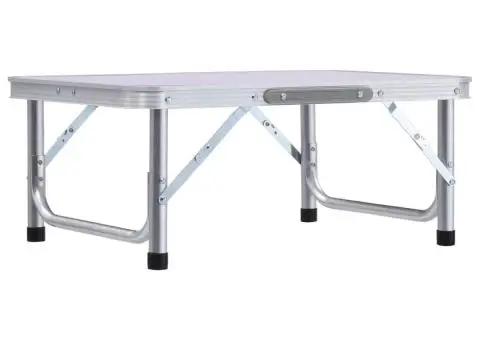 Masă de camping pliabilă, alb, 60 x 45 cm, aluminiu - 2/5