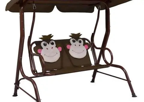 Balansoar pentru copii, maro, 115 x 75 x 110 cm, textil - 1/5