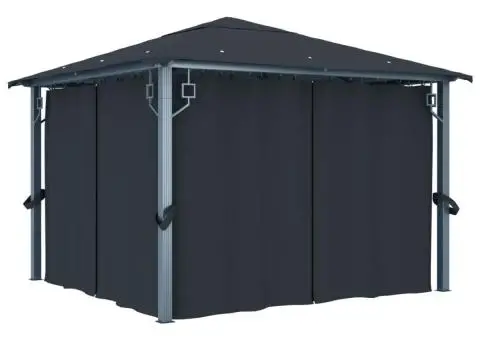 Pavilion cu perdele, antracit, 300 x 300 cm, aluminiu - 1/5