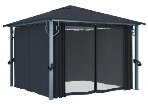 Pavilion cu perdele, antracit, 300 x 300 cm, aluminiu - 2/5