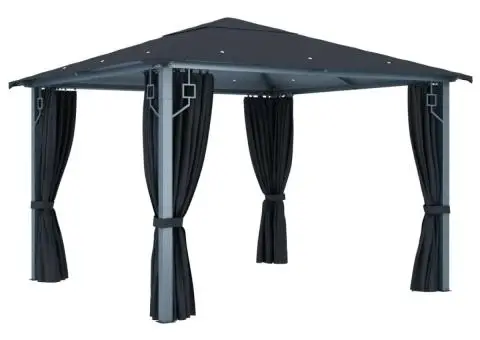 Pavilion cu perdele, antracit, 300 x 300 cm, aluminiu - 3/5