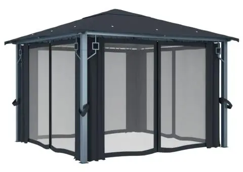 Pavilion cu perdele, antracit, 300 x 300 cm, aluminiu - 4/5