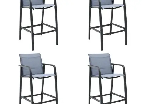 Scaune de bar de grădină, 4 buc., gri, textilenă - 1/5