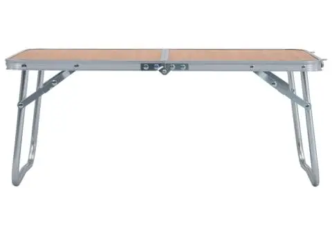 Masă de camping pliabilă, maro, 60 x 40 cm, aluminiu - 2/5