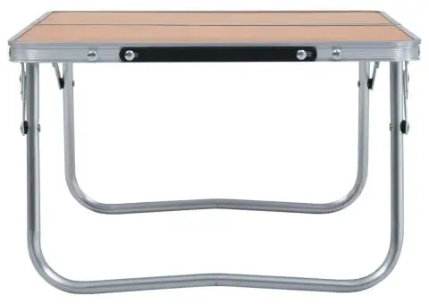 Masă de camping pliabilă, maro, 60 x 40 cm, aluminiu - 3/5