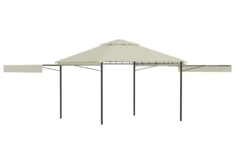 Pavilion cu acoperiș dublu extins, 3x3x2,75 m, crem, 180 g/m² - 1/5
