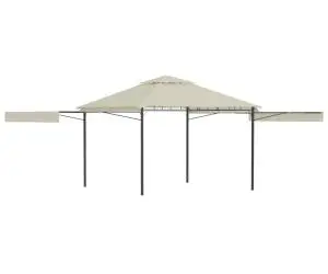 vidaXL Pavilion cu acoperiș dublu extins, 3x3x2,75 m, crem, 180 g/m²