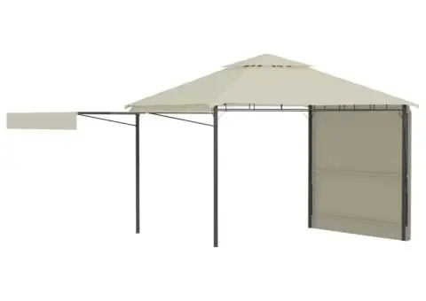 Pavilion cu acoperiș dublu extins, 3x3x2,75 m, crem, 180 g/m² - 2/5