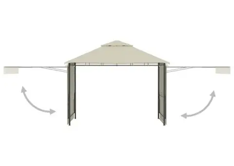 Pavilion cu acoperiș dublu extins, 3x3x2,75 m, crem, 180 g/m² - 3/5