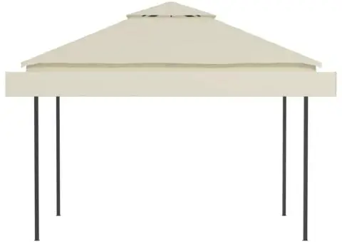 Pavilion cu acoperiș dublu extins, 3x3x2,75 m, crem, 180 g/m² - 5/5