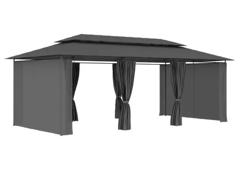 Pavilion cu perdele, antracit, 600 x 298 x 270 cm - 2/5