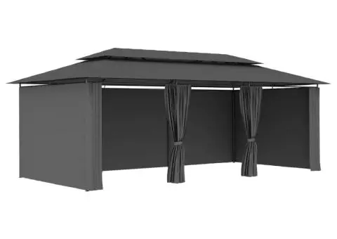 Pavilion cu perdele, antracit, 600 x 298 x 270 cm - 3/5
