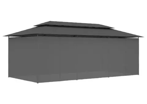 Pavilion cu perdele, antracit, 600 x 298 x 270 cm - 4/5