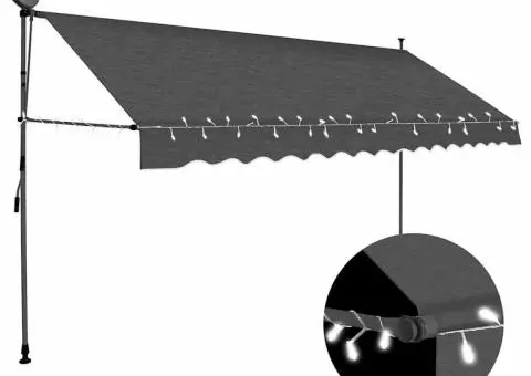 Copertină retractabilă manual cu LED, antracit, 350 cm - 1/5