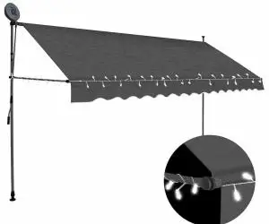 vidaXL Copertină retractabilă manual cu LED, antracit, 350 cm
