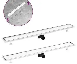 vidaXL Rigolă de duș cu capac 2-în-1, 103 x 14 cm, oțel inoxidabil