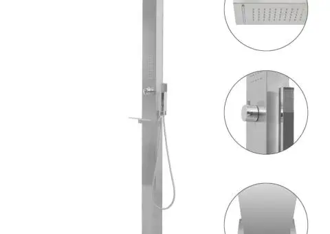 Duș de grădină, oțel inoxidabil, pătrat - 1/5