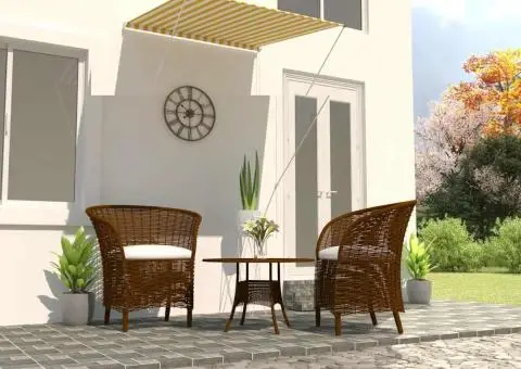 Copertină retractabilă, galben și alb, 100 x 150 cm - 1/5