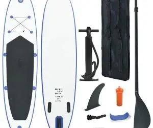 vidaXL Set placă stand up paddle SUP surf gonflabilă, albastru și alb