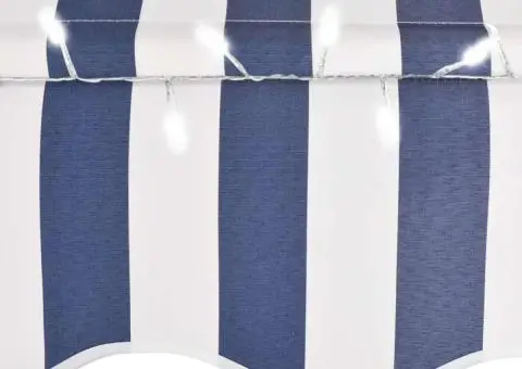 Copertină retractabilă manual cu LED, albastru & alb, 350 cm - 5/5