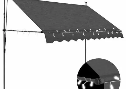 Copertină retractabilă manual cu LED, antracit, 250 cm - 1/5