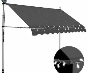 vidaXL Copertină retractabilă manual cu LED, antracit, 250 cm