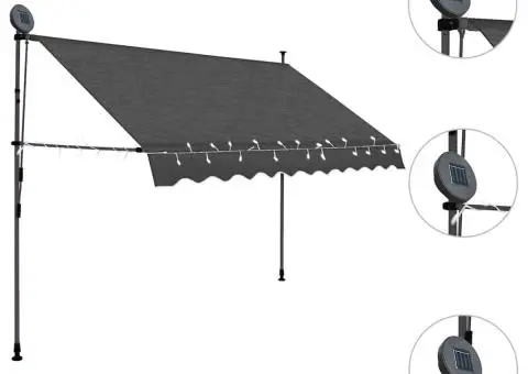 Copertină retractabilă manual cu LED, antracit, 250 cm - 3/5
