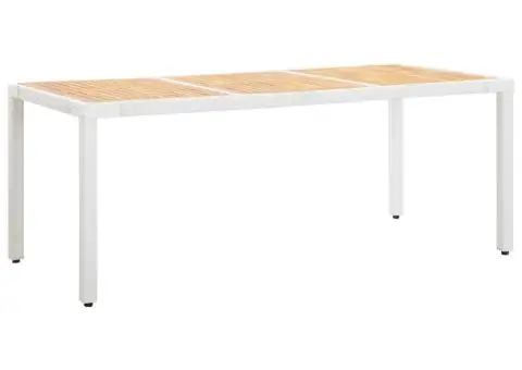 Set mobilier de grădină, 9 piese, alb, poliratan - 2/5