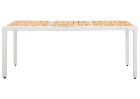 Set mobilier de grădină, 9 piese, alb, poliratan - 3/5