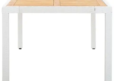 Set mobilier de grădină, 9 piese, alb, poliratan - 4/5