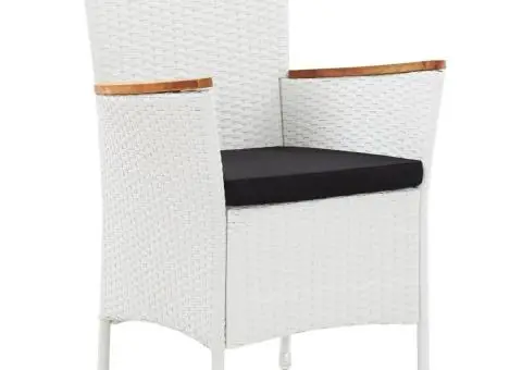 Set mobilier de grădină, 9 piese, alb, poliratan - 5/5