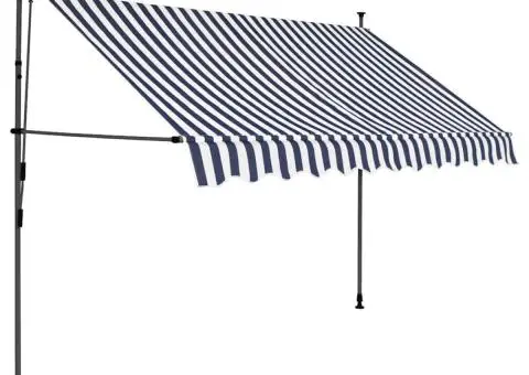 Copertină retractabilă manual cu LED, albastru & alb, 250 cm - 2/5