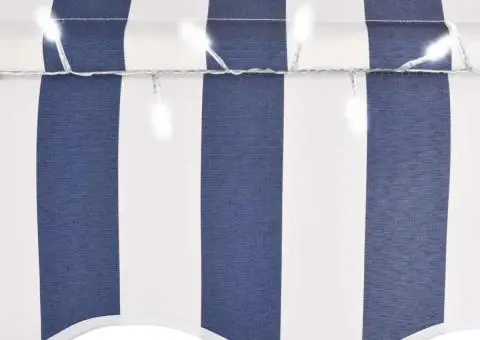 Copertină retractabilă manual cu LED, albastru & alb, 250 cm - 5/5