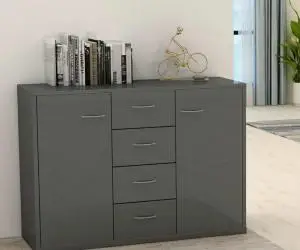 vidaXL Dulap, gri extralucios, 88 x 30 x 65 cm, lemn prelucrat