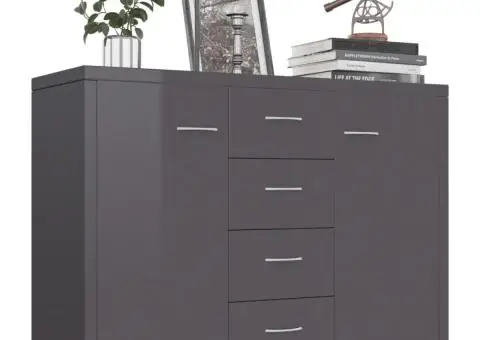 Dulap, gri extralucios, 88 x 30 x 65 cm, lemn prelucrat - 3/5