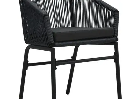 Set mobilier de bistro cu perne, 3 piese, negru, ratan PE - 4/5