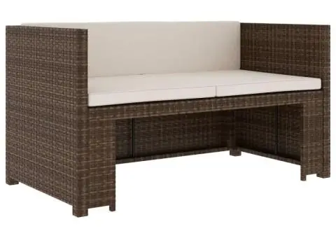 Set mobilier de grădină cu perne, 5 piese, maro, poliratan - 3/5