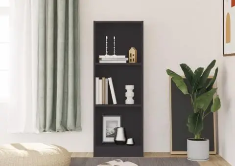 Bibliotecă cu 3 rafturi, alb, 40x24x109 cm, lemn compozit - 3/5