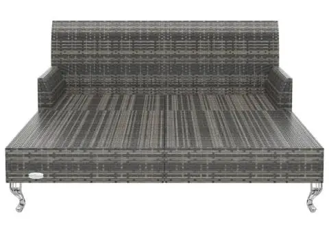 Pat de grădină pentru 2 persoane, cu perne, gri, poliratan - 5/5