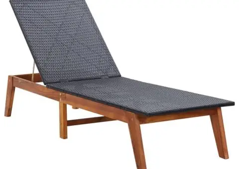 Șezlong, poliratan și lemn masiv de acacia - 1/5