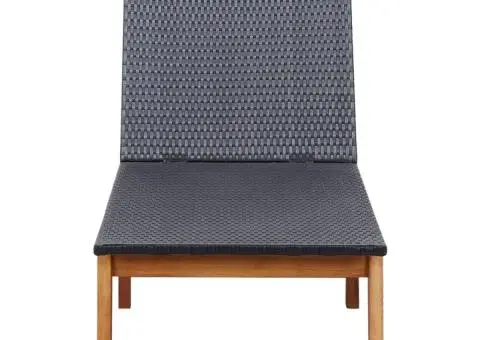 Șezlong, poliratan și lemn masiv de acacia - 3/5