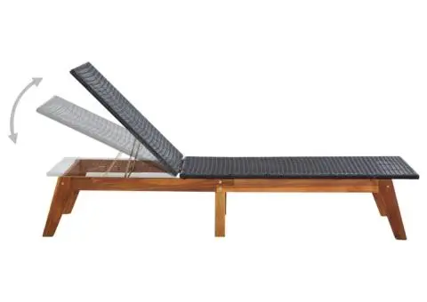 Șezlong, poliratan și lemn masiv de acacia - 4/5