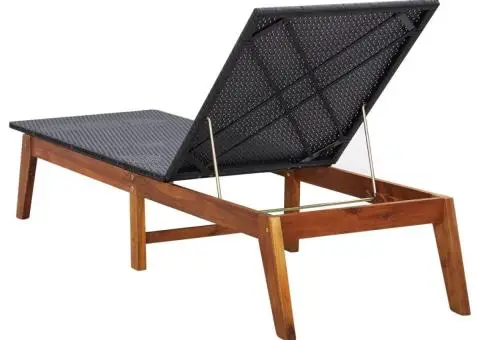 Șezlong, poliratan și lemn masiv de acacia - 5/5