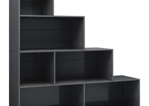 Bibliotecă/Separator, gri lucios, 155x24x160 cm, lemn prelucrat - 2/5