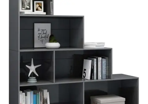 Bibliotecă/Separator, gri lucios, 155x24x160 cm, lemn prelucrat - 3/5