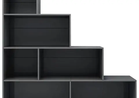 Bibliotecă/Separator, gri lucios, 155x24x160 cm, lemn prelucrat - 4/5