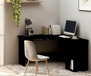 vidaXL Birou de colț în formă de L, negru 120x140x75 cm lemn prelucrat