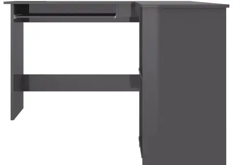 Birou de colț în formă de L, gri lucios, 120 x 140 x 75 cm, PAL - 4/5