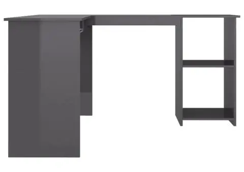 Birou de colț în formă de L, gri lucios, 120 x 140 x 75 cm, PAL - 5/5